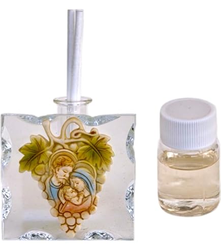 DLM Kit 6 Pezzi Diffusore Profumatore Per Bomboniera Cresima - Barattolo In Vetro Con Anello Cristallo E Icona Sacra - Made In Italy
