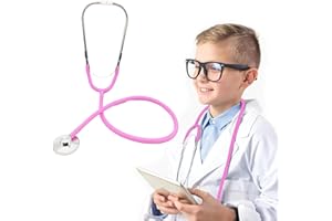 CUTIOLLY Kinder Stethoskop,Spielzeug Stethoskop,Metall Stethoskop Kinder,Funktionsfähiges Doppelkopf Stethoskop Spielzeug für Medizinische Spielzeug, Stethoskope Rollenspiel (Rosa)