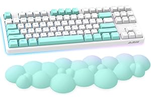 AJAZZ Cloud-Soft - Reposamuñecas ergonómico para 100 teclas, 87 teclas, teclado de 68 teclas, base de goma antideslizante, reposamuñecas en forma de nube para computadora, portátil, alivio del dolor