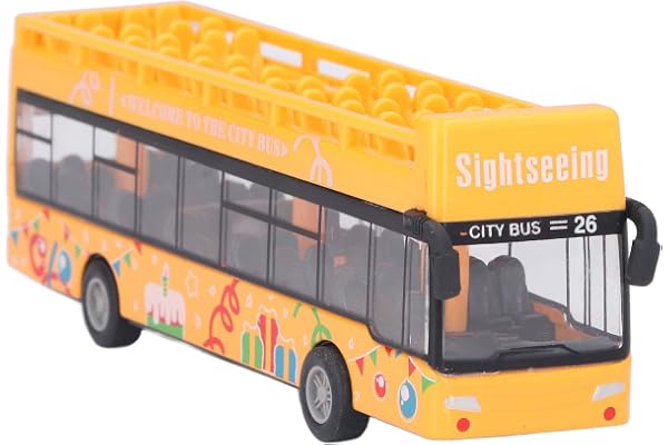 VGEBY Pull Back Bus, Haute Simulation Métal Pull Back Bus Jouet Apparence Exquise Enfants Alliage Convertible Bus Modèle pour Enfants Enfants(Jaune) Jouets À Main