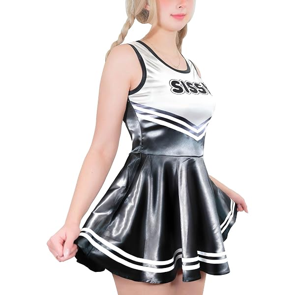 KYXSPINWARDPV Sissy Robe de soubrette verrouillable avec tablier pour adulte Lolita Bowite Robe longue effet mouillé en PVC, bleu, S