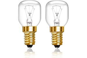 Caldarax Zestaw 2 żarówek E14 T30, ściemnialna żarówka do piekarnika, odporna na 300 stopni, 360 LM 2700K ciepła biel, AC 220-240 V, żarówka E14 do piekarnika, mikrofalówki, lodówki, lampy solnej