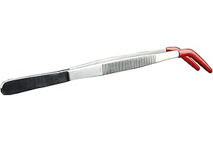 TROPICSHOP Futterpinzette - Edelstahlpinzette mit Schutzgummi (abgewinkelt, ca. 20cm)