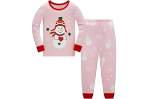 LANGUBABY Pijamas Niño Navidad Unisex Algodon Ropa de Dormir Manga Larga Conjunto Pijamas Dos Piezas para Niña Niños 1-12 Años