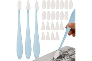 PANITOREER 3Pcs Sketch Wiper, Sketch Drawing Tools with 40Pcs Sponge Heads, Paper Art Blenders, Stumps Sketch Erase Trimmer, Sponge Wiper Set for Sketch Drawing and Detail Painting(Blue)