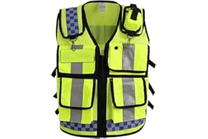 MObyat Gilet da Traffico della Polizia in Rete Gialla Riflettente, Gilet ad Alta visibilità con Tasche e Cerniera per Lavoratori all'aperto, Lavoro sul Traffico e Corsa