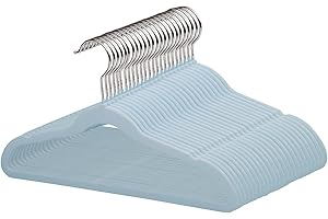 MangoKit Perchas de Terciopelo para Niños,Perchas Antideslizantes para Ropa de Niños,Ahorro de Espacio Ultra Delgado,Gancho Giratorio de 360°,Resistente para Adolescentes Paquete de 32 (35cm,Azul)