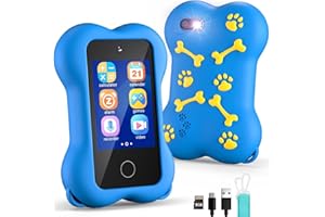 TERRAMUS Cute Paws - Juguetes de teléfono inteligente para niños, pantalla táctil HD de 2.8 pulgadas, teléfono celular de doble cámara para niños pequeños, teléfono de juego con reproductor de música