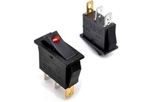 Oiyagai Lot de 10 Interrupteurs Bascule KCD3 ON/OFF – 2 Positions, 16A 250V / 20A 125V, Voyant LED Rouge, Interrupteur Bateau pour Équipements Électriques