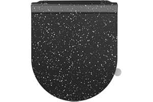 SREWOHS PRO Abattant WC Ultra-mince Forme D, Lunette de Toilette avec Frein de Chute, Siège de toilette en Urée-formaldéhyde avec fonction détachable, Marbre noir, 42,5 * 36,2 cm