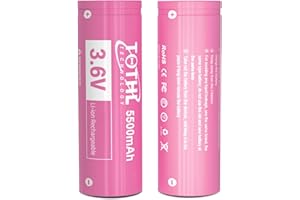 TQTHL 5500 (Pack of 2) High Amp Flat Top Battery with Plastic Case Long-Lasting Battery for Headlamp, LED Flashlight, Solar Light, Electronic Devices size is: (71 * 21mm/2.76 * 0.83inches)