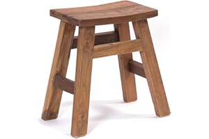 DESIGN DELIGHTS Drewniany taboret Noah | mahoń i drewno tekowe, 50 x 50 x 30 cm | taboret na rośliny, taboret pomocniczy, taboret do siedzenia, taboret tekowy