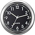 Car Clock for Dashboard Stick on Clock, Mini Luminous Car Dashboard Round Onboard Quartz Air Vent Stick-On Clocks Watch Digital Timer Easy To Read Time for Automotive Boat Bike Decoration (Black)
