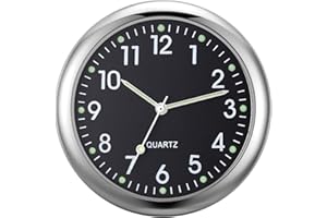 TINSHOW Car Clock for Dashboard Stick on Clock, Mini Luminous Car Dashboard Round Onboard Quartz Air Vent Stick-On Clocks Watch Digital Timer Easy To Read Time for Automotive Boat Bike Decoration (Black)