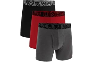 Under Armour Men's 3-Pack Performance Cotton Boxer Brief, 6" Inseam – Breathable, Moisture Wicking, Soft Touch, All-Day Comfort