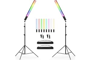 Obeamiu Zestaw różdżek świetlnych RGB, możliwość przyciemniania 2500-8500 K LED Light Stick z baterią 8000 mAh, lampa studyjna z torbą do nagrywania wideo, fotografii, YouTube, TikTok, vlogów, 2 szt