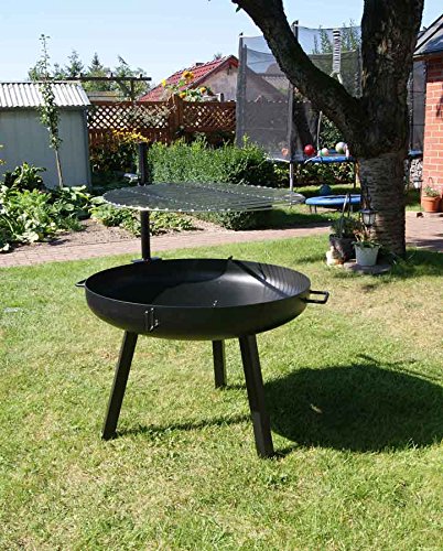 massive 70cm Feuerschale mit Edelstahl Schwenkgrill 60cm + Grillbürste höhenverstellbar Grill - 2
