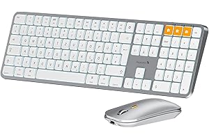 ProtoArc KM100-A Beleuchtet Tastatur Maus Set Kabellos für Mac, Bluetooth QWERTZ Funk Tastatur mit Maus, Wireless Flach Keyboard Multi-Gerät für MacBook Pro, MacBook Air, iPhone, iPad, Weiße