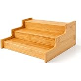 3 Katlı Bambu Organizer Standı 30x22,5x11 cm &ndash; Mutfak, Baharat, Kavanoz ve Tezg&acirc;h D&uuml;zenleyici Basamaklı Raf