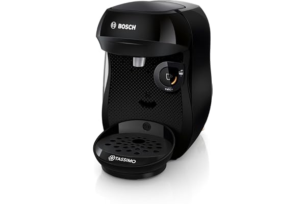 Bosch Machine à café multi-boissons Tassimo Happy friendly, TAS102EA, plus de 70 boissons chaudes, OneTouch, cafétière à dosettes, Intellibrew, pastilles de détartrage, noir