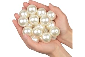 Yixuan LLC Élégant Perle Bijoux 15 Pièces 30mm Plastique Perle de Decoration/Les DIY Bijoux Colliers/Decoration Mariage/Fête d'anniversaire Décoration Vase Maison (Ivoire 30mm)