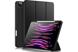 Vobafe Custodia Compatibile con Cover iPad PRO 12.9 6a/5a/4a/3a Generazione, Cover Posteriore Flessibile in TPU con Portamatite per iPad PRO 12.9 2022/2021/2020/2018, Nero