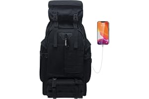 Vaupan 80L Camping Hiking Backpack, Large Military Tactical Backpack, Waterproof Travel Daypack With Carabiner Outdoor Molle Rucksack for Men Women (Black)