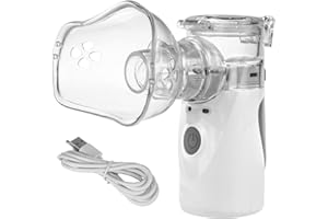 MACLEAN ProMedix PR-835 - Inhalador portátil para niños y adultos, Inhalador silencioso, Nebulizador de dos máscaras, Boquilla nebulizador, USB, Recargable, Compacto