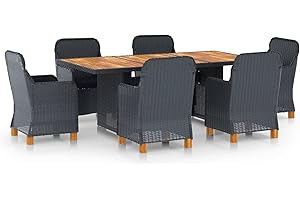 Yolola gartenmöbel Set 7-TLG,gartenmöbel Set Rattan,Lounge gartenmöbel Set,terrassenmöbel,Garten loungemöbel Set,Gartenmöbel Essgruppe Tisch 6 Sessel,6 Polster