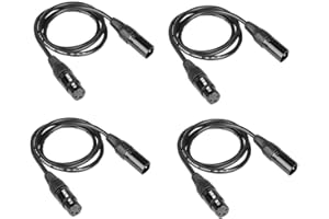 wonsung Lot de 4 câbles DMX 512 DMX 3.2T 3 broches mâle vers femelle pour lumières de scène DMX 1 m