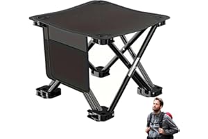 VPPIK Black Folding Stool with Carry Bag – 33×33×33cm Portable Lightweight Camping Stool | For Outdoor, Beach, Hiking & Fishing