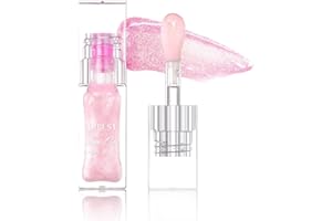 HQDA Big Brush Head Pink Lip Gloss, Shimmer Color Change Liquid Lipstick, Moisturizing Jelly Lip Gloss, Glitter Lip Tint Lip Glaze Fresh Texture Lip Gloss (# Color 01)