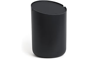 Kazai.® Mały Kosz na Śmieci 'Tove' - Ekskluzywny Miniaturowy Kosz Projektowy z Berlina | Do Łazienki, Kuchni i Biurka | Pojemność 1,5L, Antypoślizgowy, Wewnętrzny Kosz | Czarny