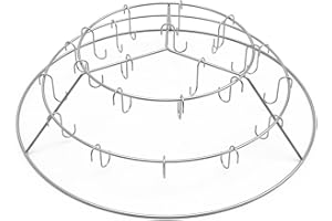 Onlyfire Anneau à 3 Niveaux avec 24 Crochets à Fumer, pour Fumer du Bacon, des Côtes ou des Ailes de Poulet, pour Barbecue à Charbon de Bois Weber Smoker 57 cm et Kettle 57 cm