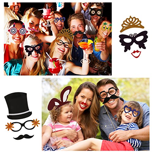 Tinksky Photo Booth 60pcs Kit für Hochzeit Party Geburtstage Photobooth Dress-Up Zubehör Party Favors - 6