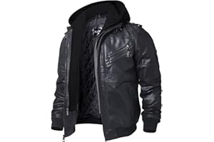 FLAVOR Męska naturalna kurtka skórzana z odpinanym kapturem