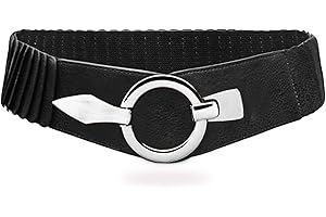 GLAMEXX24 Cintura larga 6cm di Pelle da donna Estensibile alta vita Elegante Ciremonia con Anello in argento