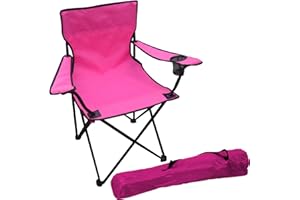 GUOML Chaise de pêche/de camping pliante avec porte-gobelet et sac Rose