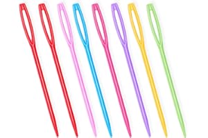 HONONWII Plastic Sewing Needles, 100Pcs Multicolor Big Eye Sewing Needles, 7cm/2.7inch Hand Sewing Needles, Learning Needles, Yarn Needles for Sewing Craft and DIY