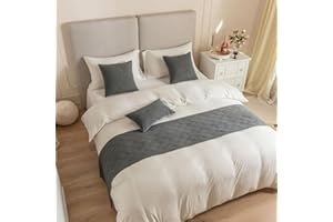 Morbuy Bettläufer und Kissen Bezug, Muschelmuster Jacquard Bettschal für den Fuß des Bettes Luxus Weicher Bettlaufer Schlafzimmer für Gästehaus Hotel Schlafzimme (45x180cm (Bettläufer),grau)