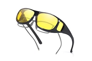 Myiaur Night Driving Fit Over Glasses for Men Polarised Anti-Glare with Yellow Lenses for Enhanced Night Vision & Headlight Protection