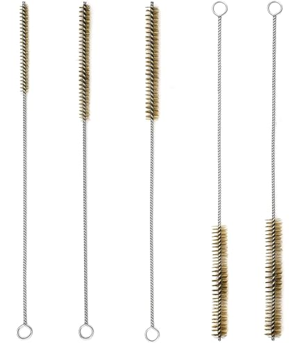 Lot De 5 Brosses Tubulaires En Laiton Pour Nettoyage - Diamètres 6/8/10/12/15 Mm - Longueur 30 Cm - Pour Conduits, Tuyaux, Cylindres