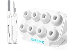 Joremx 4 Paar Ersatz-Ohrstöpsel für AirPods Pro 2 Aufsätze, Silikontips für Air Pods Pro 1st/2nd, mit Loch zur Geräuschreduzierung, mit Cleaning Kit & Aufnahmeboxr - Inkl. XS/S/M/L