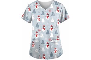 thuthu Kasack Damen Pflege Mit Karikatur Motiv Bunt T-Shirt Schlupfkasack Mit Taschen Kurzarm V-Ausschnitt Schlupfhemd Berufskleidung Krankenpfleger Uniformen Nurse Kasacks Damen Pflege