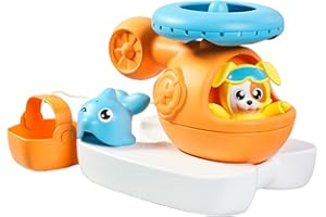 Toomies Bizak 30693305 Helicóptero Salpicaduras y Rescate, para la Bañera con aspas Giratorias y Cesta de Rescate, Incluye 2 Figuras, el Juego Óptimo para la Bañera a Partir de los 12 Meses