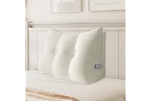 Johnear Poduszka klinowa, poduszka do czytania na łóżko i sofę, poduszka pod oparcie, zagłówek do łóżka, duża trójkątna poduszka lędźwiowa (biała, 60 cm)