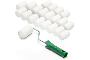‎TOOLSPACE ToolSpace 20x Lackierwalze 5 cm mit Griff Superfein Schaumstoffrolle 50 kg/m³ Schaumstoff Dichte Lacke Lasur Acryl Lösungsmittelbeständig Nicht-Aggressive Malerrolle Lackrolle Feinarbeiten Türen Möbel