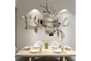 ‎GUANGMU 3D Wandaufkleber Blumen Spiegel Wandtattoo Blumen Aufkleber Moderne Kunst ​Wanddeko Sticker für Wohnzimmer Halle Schlafzimmer Home Sofa Wand Badezimmer Kindergarten