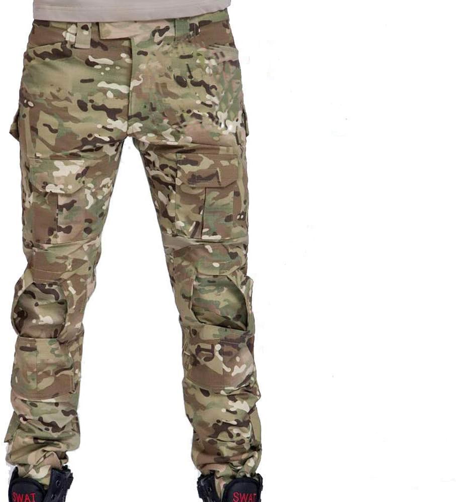 Pantalones de combate para hombres tipo uniforme BDU (Uniforme de battalla) con rodilleras Multicam MC para ejército militar, Airsoft y Paintball.