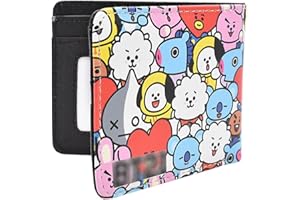 Syijupo Bangtan Boys Portafoglio in Pelle, Bangtan Boys Cartone Animato Borsellino, Kpop Bangtan Boys Pieghevole Unisex Portamonete, per Monete, Carte di Credito e A.R.M.Y